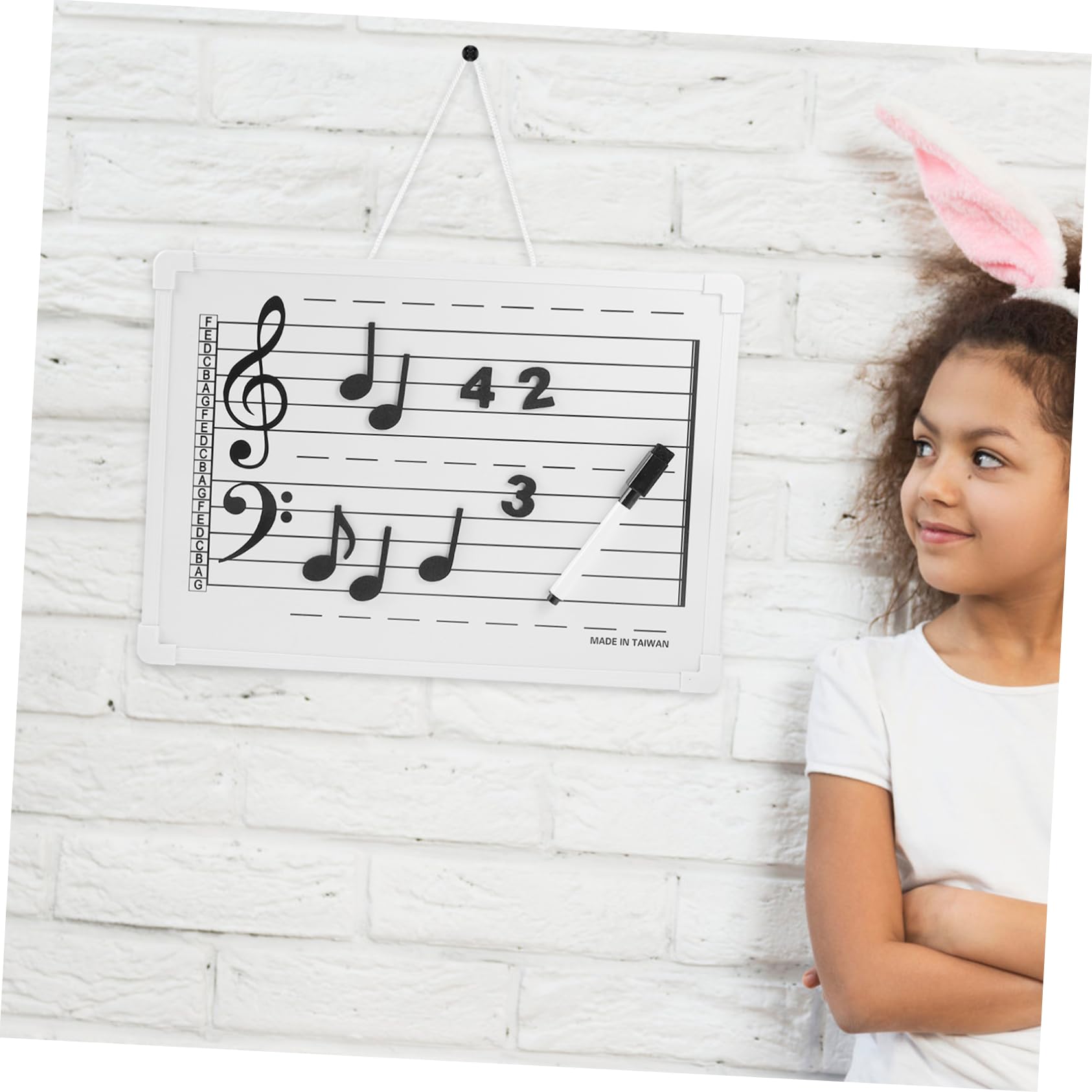 Tableau Blanc Effaçable à Sec pour L'apprentissage du Solfège, avec Autocollants de Notes, Plastique Léger, Réutilisable, École et Maison