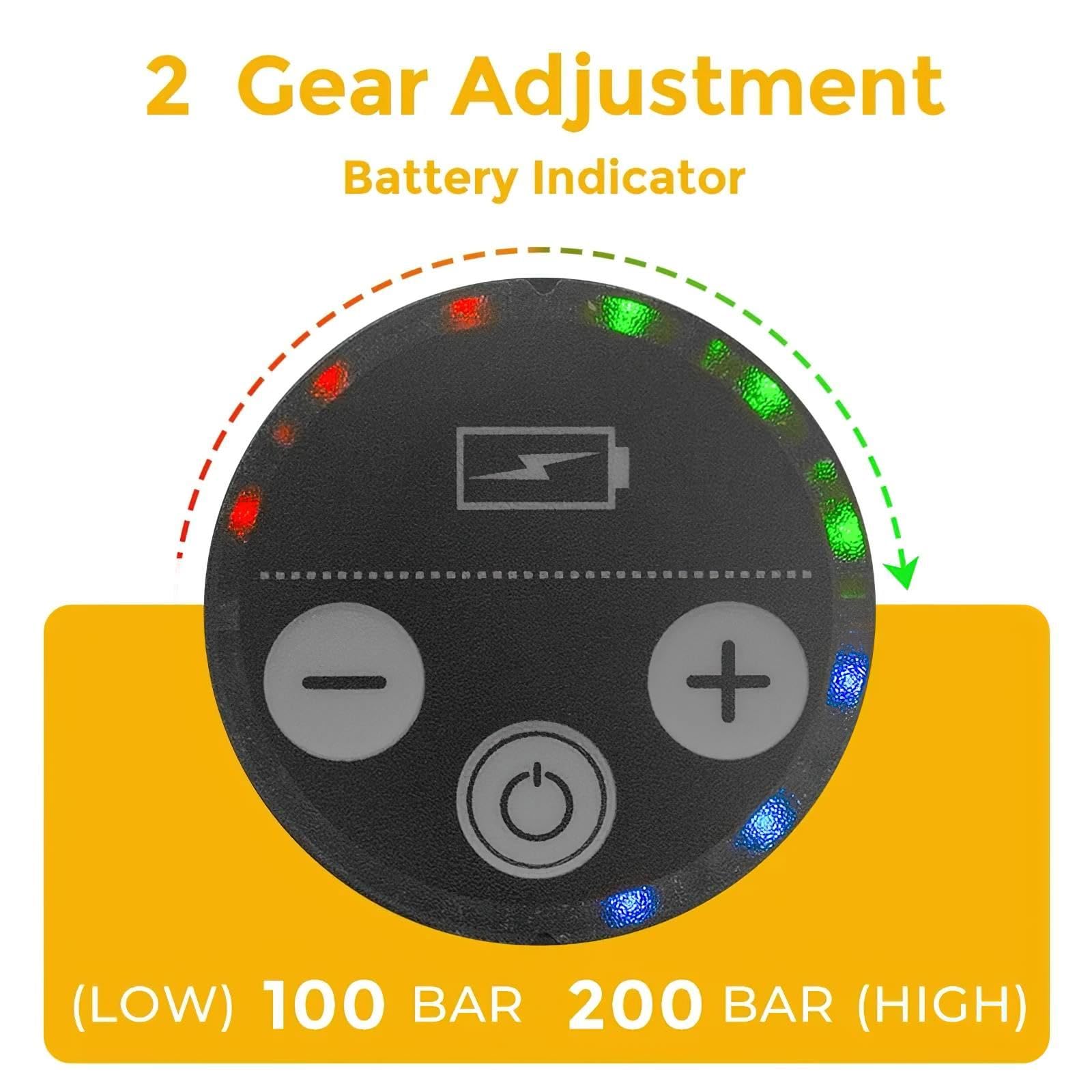 3500 W Limpiador de alta presión inalámbrico, pistola limpiadora de alta presión en la batería, Max 200 bar, con 2 pilas de 15000 mAh, 5 m, 6 en 1, boquilla giratoria para coche, casa, jardín, patio