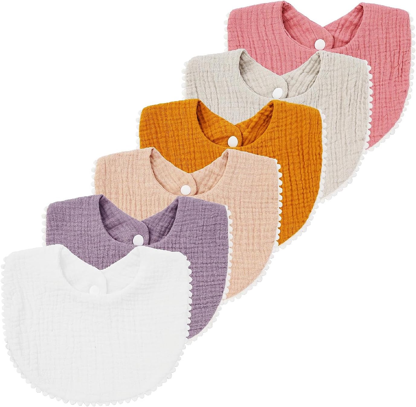 Nishine 6 PACK Muslin Baby Drooling Bibs for Unisex Boys Girls Cotton Absorbent Feedig Teething Bandana Drool Bibs Scarf Bibs
