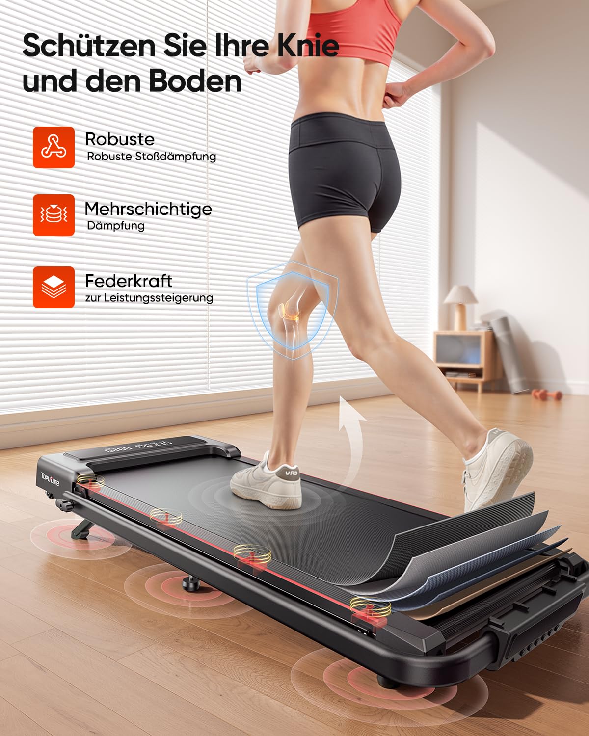 Laufband für Zuhause mit 9% Neigung, 12 km/h Klappbar Laufband mit Steigung, 2.5HP Leiser Motor, 4 IN 1 Under Desk Schreibtisch Treadmill für Zuhause & Büro