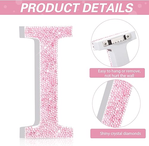 Miniatura 10 de Qunclay Letras de diamantes de cristal de 5.7 pulgadas, letras brillantes para colgar con tornillos y ganchos, decoración de diamantes de imitación