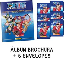 Kit C/ 1 Álbum Brochura + 6 Envelopes de Figurinhas One Piece Road To