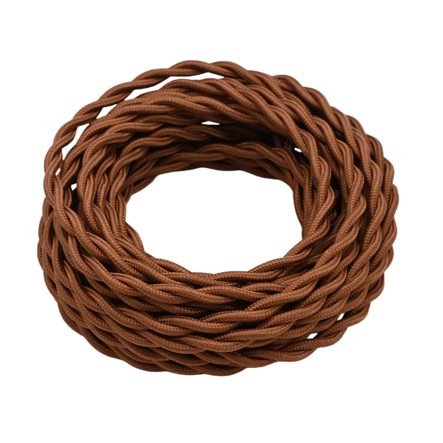LEDSone 32.8ft Vintage 2 Core Twisted Brown Cable Fabric Cloth Covered Electrical Wire, 10m 2 Conductors 18 Gauge Textile Cable Wire coated in Colored Fabric for Lighting DIY Projects. (Brown_10meter)