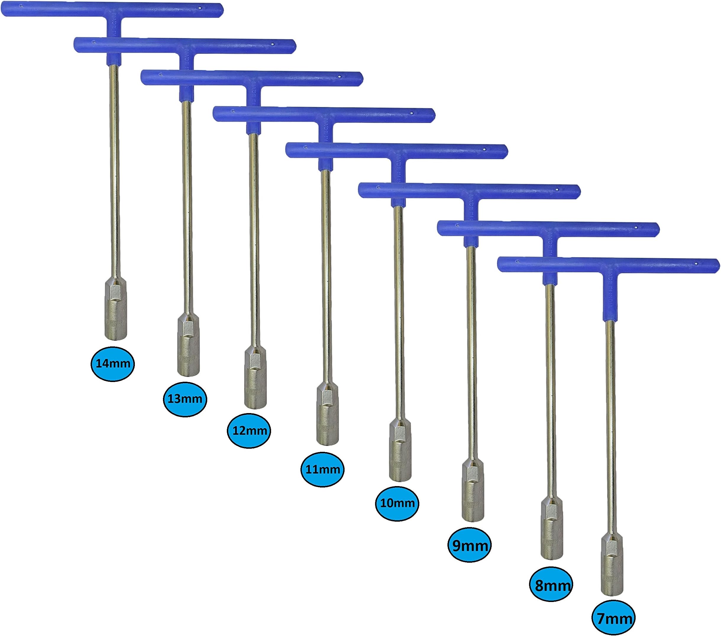 Inditrust 8Pcs Hex T-Socket T Spanner Set for Automobiles/Bike/Car Repair Tools Kit Socket Set (7mm to 14mm)(Pack of 8) Colour may vary