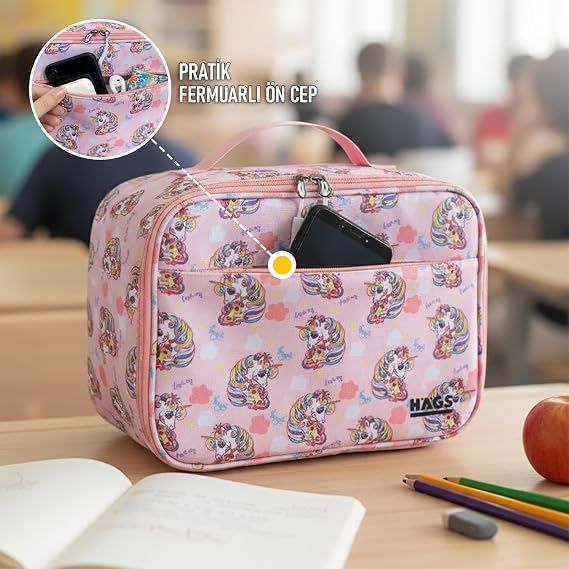 HAEGS Children's Lunch Bag, Lunch Box for Girls - Thermal Insulated Girls' Lunch Bag, Small Student Lunch Box for Nursery and School - Bunny