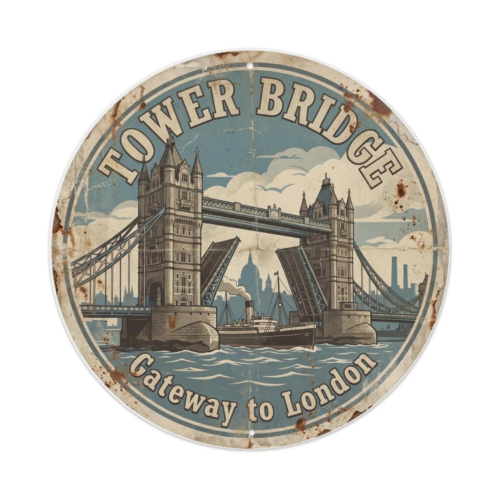 Fqnyr Style Vintage Travel Tower Bridge London 2 Metal Tin Sign