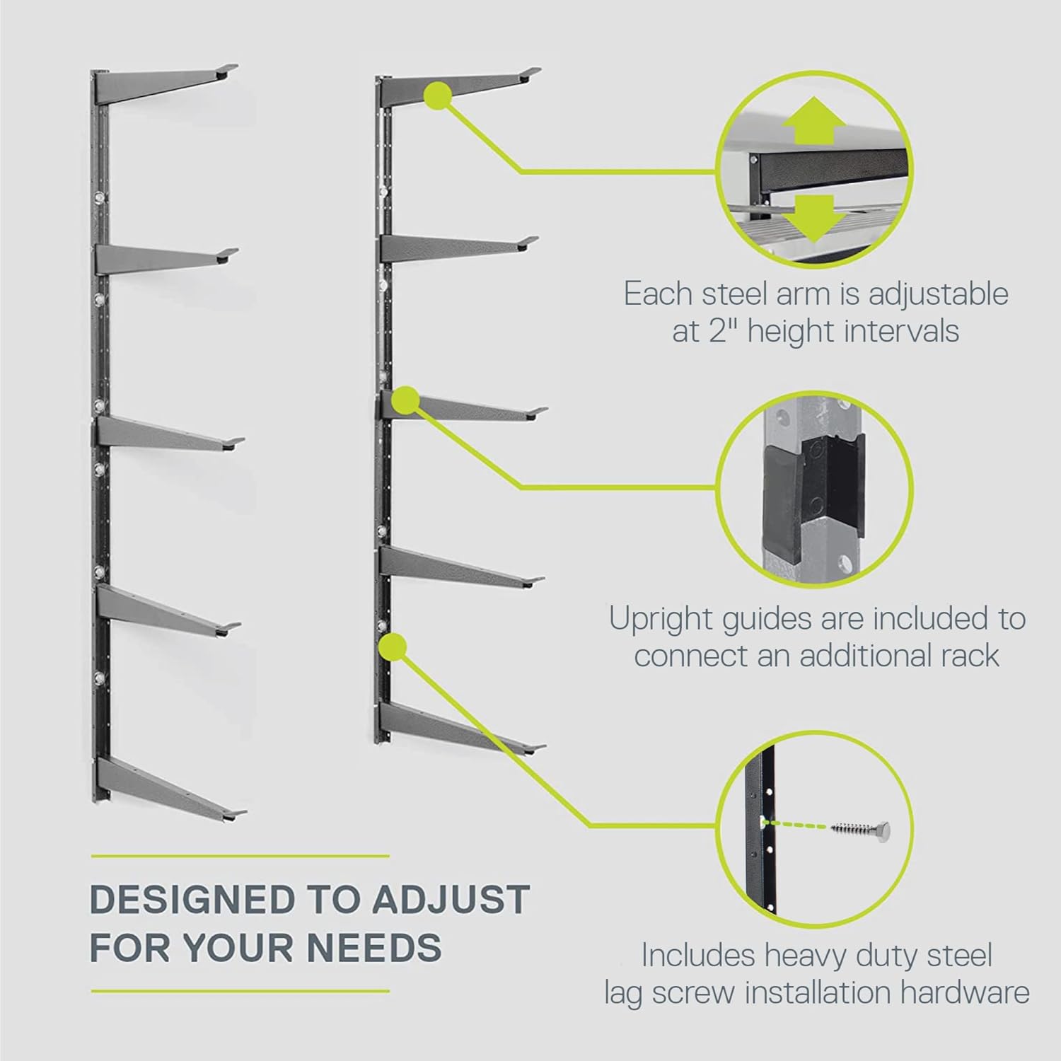 Heavy Duty Wood and Lumber Storage Rack (2-Pack), Holds Up To 960 lbs - Easy to Install Mounted Rack - Steel Construction Storage Solution For Garage, Basement & Pantry by Delta Cycle