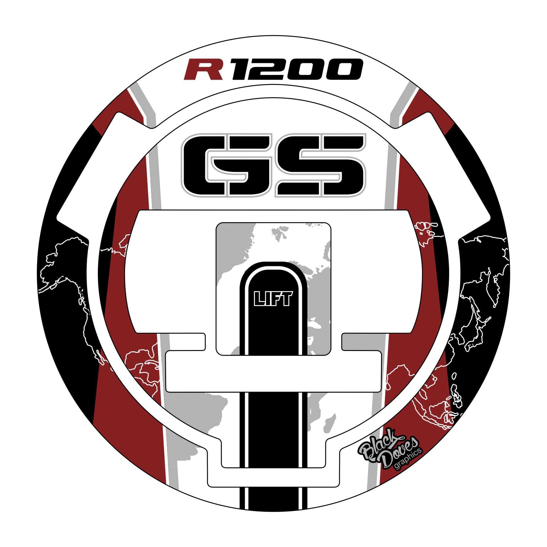 Adhésif bouchon réservoir résiné rouge haute finition pour R 1200 GS 2004-2012