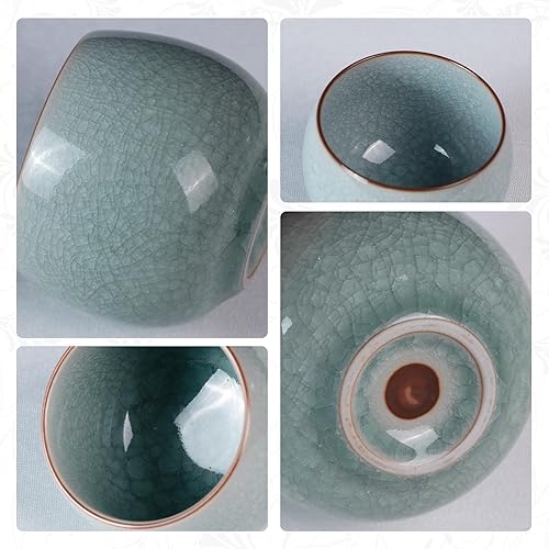 Miniatura 4 de Juego de 2 tazas de té pequeñas de 5 onzas, juego de tazas de té de porcelana, tazas de té de cerámica para el hogar, fiesta, oficina, juego de té