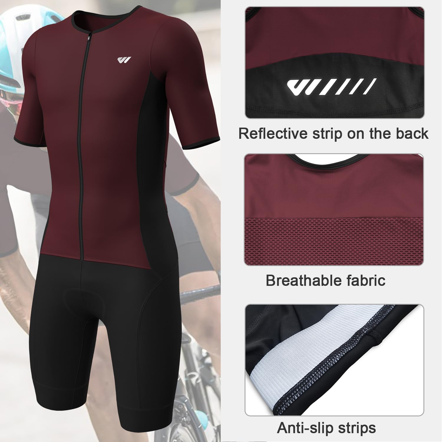 Lo.gas Combinaison Trifonction Triathlon Homme,Respirante à Séchage Rapide pour Entraînement Natation Vélo Course à Pied et Compétition