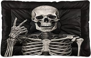 Kigai Smiling Skull Dog Bed Machine Washable Pet Bed Mattress Comfortable Soft Pet Bed Mat Non-Slip Bottom Couch for Small Medium Dogs,24x18 Inch