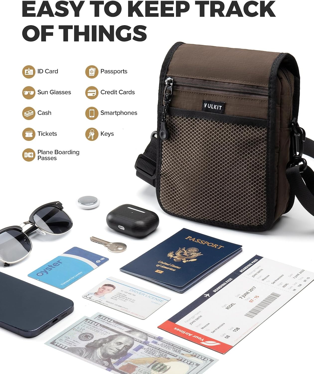 VULKIT Small Messenger Bag for Men, with Adjustable Strap Lightweight Crossbody or Shoulder Bag - Image 4