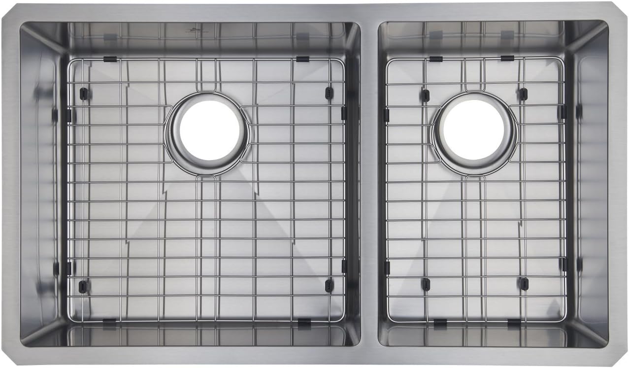 Starstar 32.75" Undermount Stainless Steel 60/40 Double Bowl Kitchen Sink W/Grids