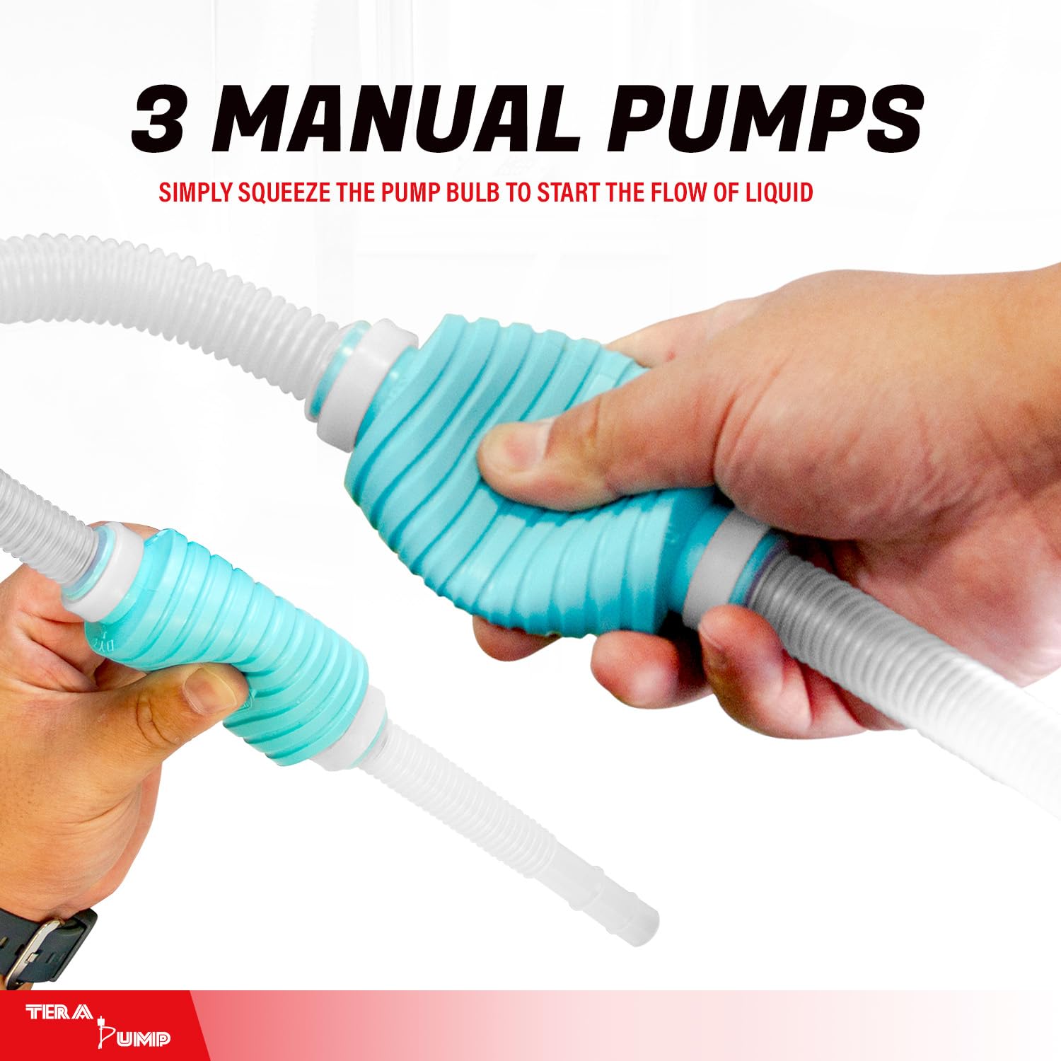 TERA PUMP Pompe à siphon d'aquarium 3 en 1 pour aspirateur de gravier Nano, standard et grand, changeur d'eau manuel avec filtre à gravier et long tuyau
