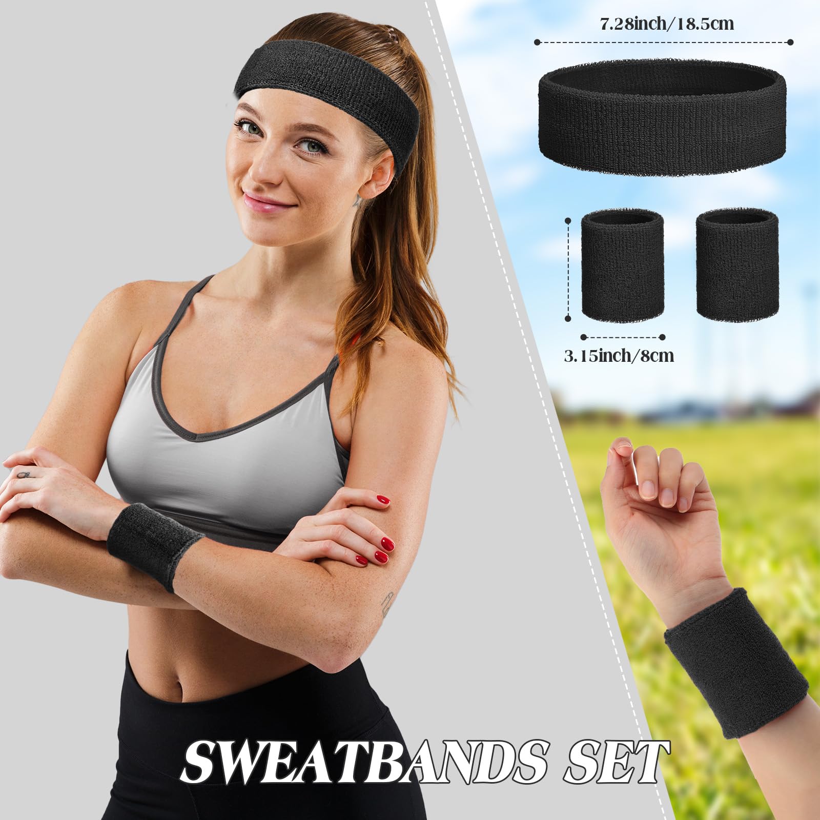 120-teiliges Neon-Schweißbänder-Set für Herren und Damen, Sport-Stirnband-Set, Baumwolle, Frottee, Basketball, Tennis, Schweißband, Armband für 80er-, 90er-Jahre-, Halloween-Kostüme, Cosplay