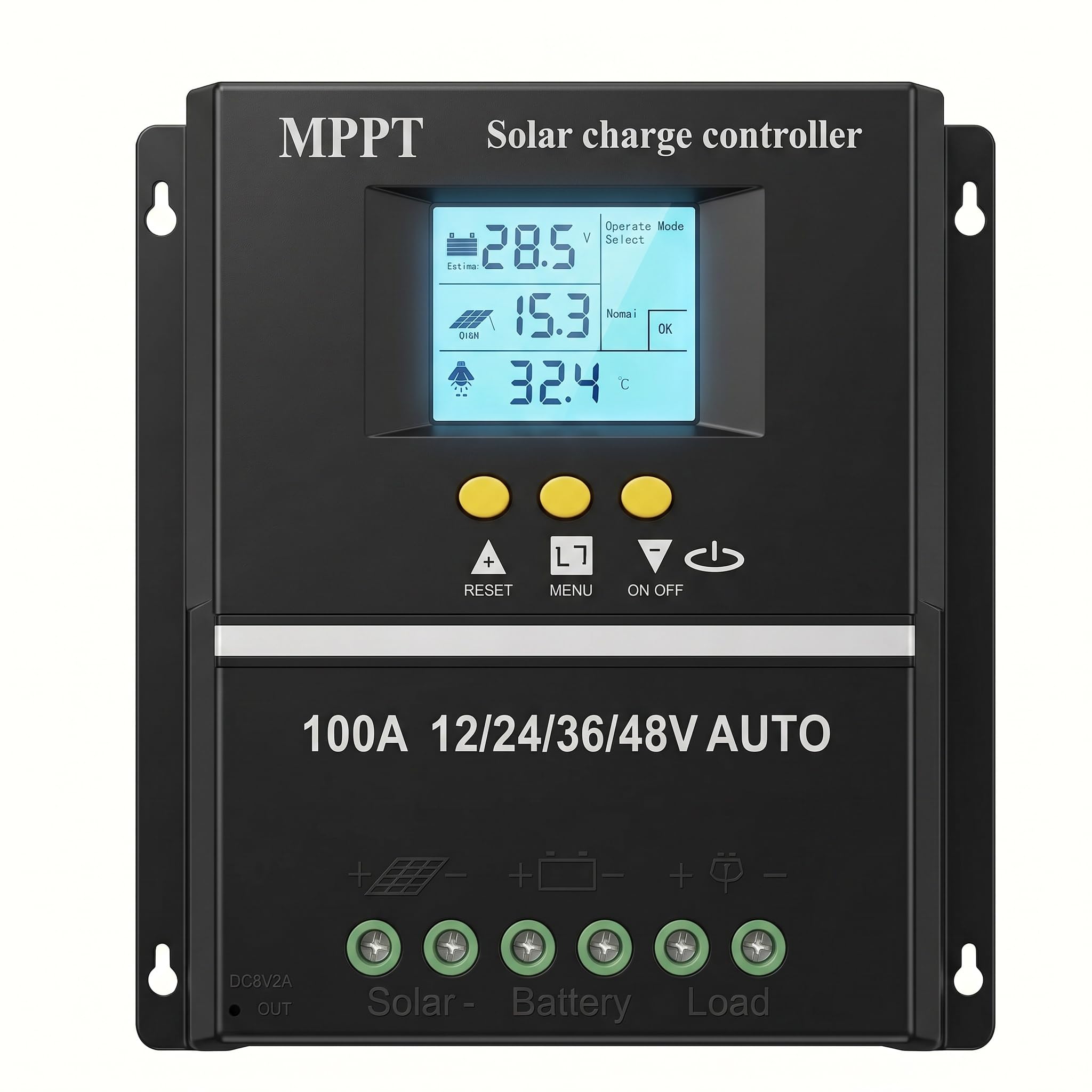Regolatore di ricarica solare 100A 12V 24V 36V 48V LCD Display Screen Batteria Regolatore intelligente Ingresso massimo 100V Doppio USB per batterie al piombo-acido/litio