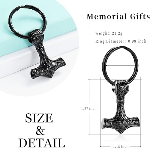 Miniatura 2 de shajwo Mjolnir Thors - Collar de urna de martillo para cenizas para hombres, celta, nórdico, vikingo, joyería de cremación para mujer, recuerdo