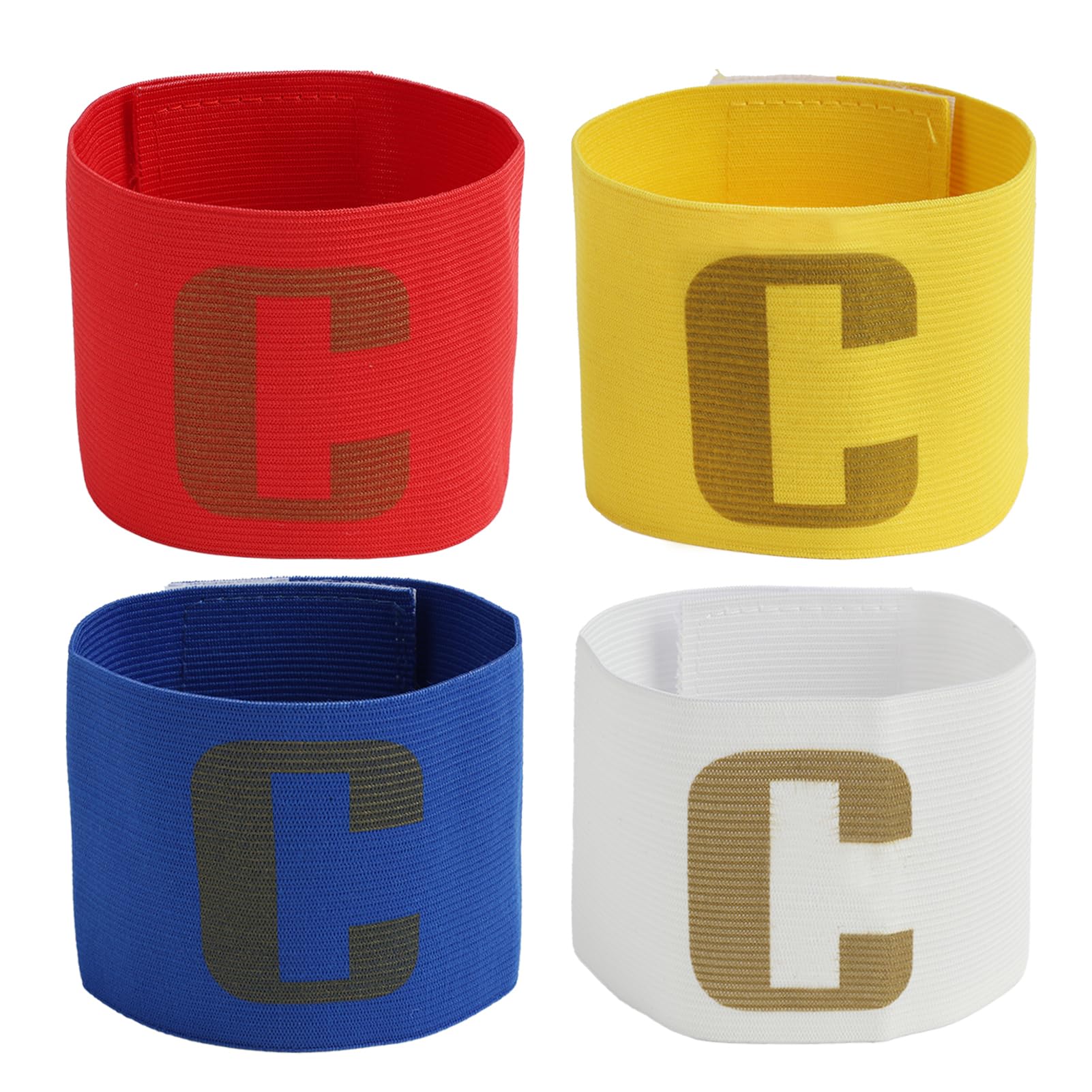 4 Fasce da Capitano per Bambini, da Calcio, Regolabili e Multicolore, Ideali per Calcio e Altri Sport di Squadra, Fasce Elastiche con Chiusura in Velcro