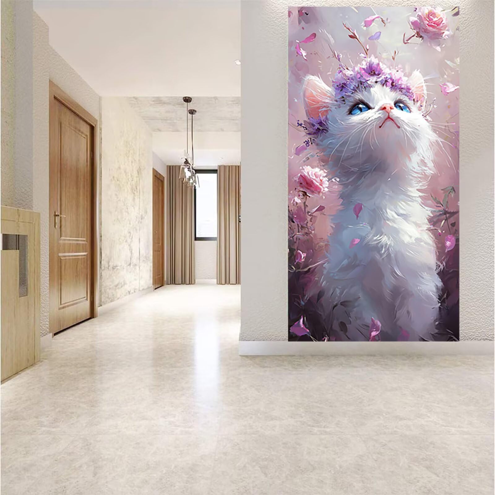 Diament Malarstwo Kot 5D Diamentowy Rysunek, DIY Diament Malarstwo Dorośli Kwiat Diamentowy Zestaw DIY Dzieci Kryształ Prezent Na Ścianę Domu 100x200cm J0P-1271