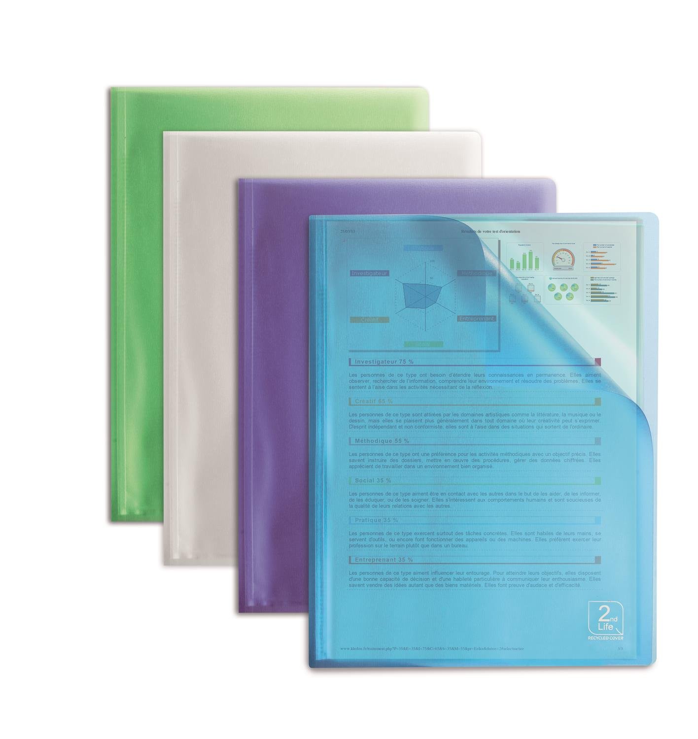 Elba – Set di 5 portalistino 2 nd Life A4 40 buste 80 vani, colori casuali traslucido