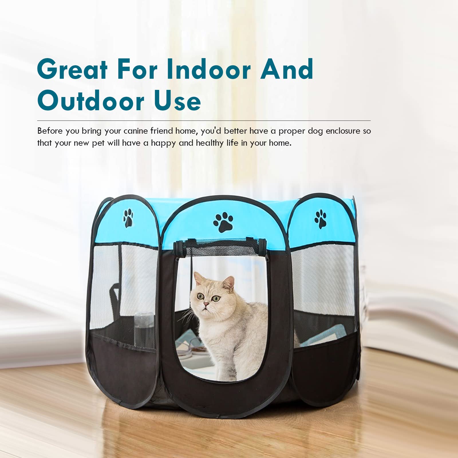 Faltbares Haustier-Laufgitter – 73,7x73,7x43,2 Cm, Pop-Up, Für Hunde, Katzen, Kleintiere, Innen & Außen