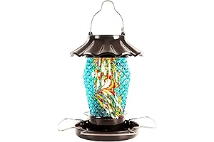 Teal Bird Feeder, a Lighted Lantern for Your Garden Decor