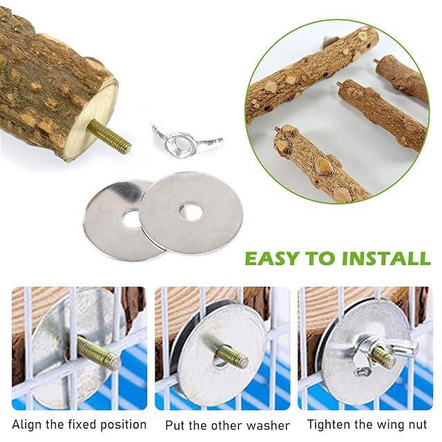 Foto 5 de 7 de BORDEAG Perchas Naturales Para Pájaros, Juguetes, Escalera De Madera, Juego De Perchas Para Canarios