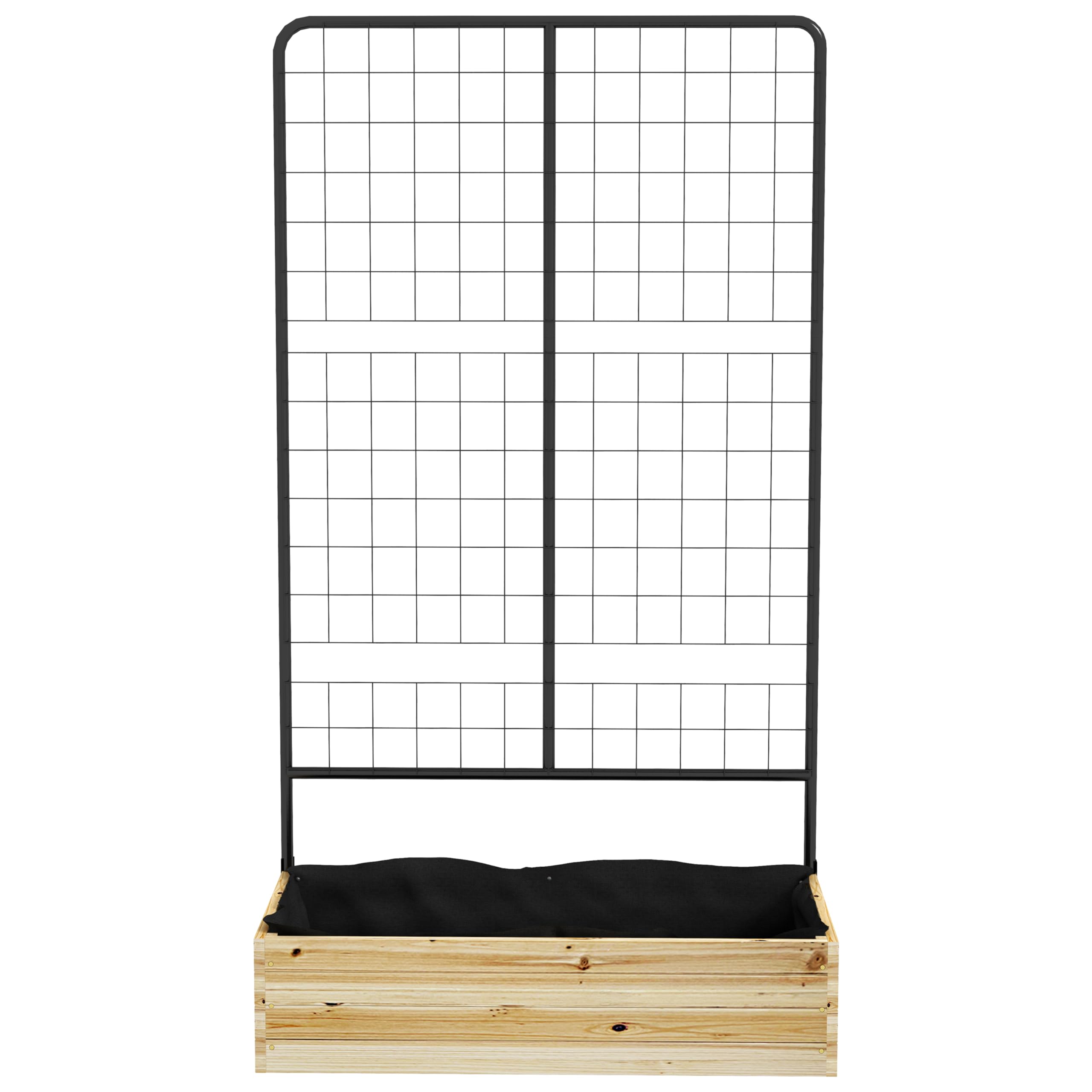 Outsunny Hochbeet mit Rankhilfe Pflanzkasten 80 x 38 x 145 cm Naturholz | Kräuterbeet, Blumenkasten mit Rankgitter, Garten, Balkon