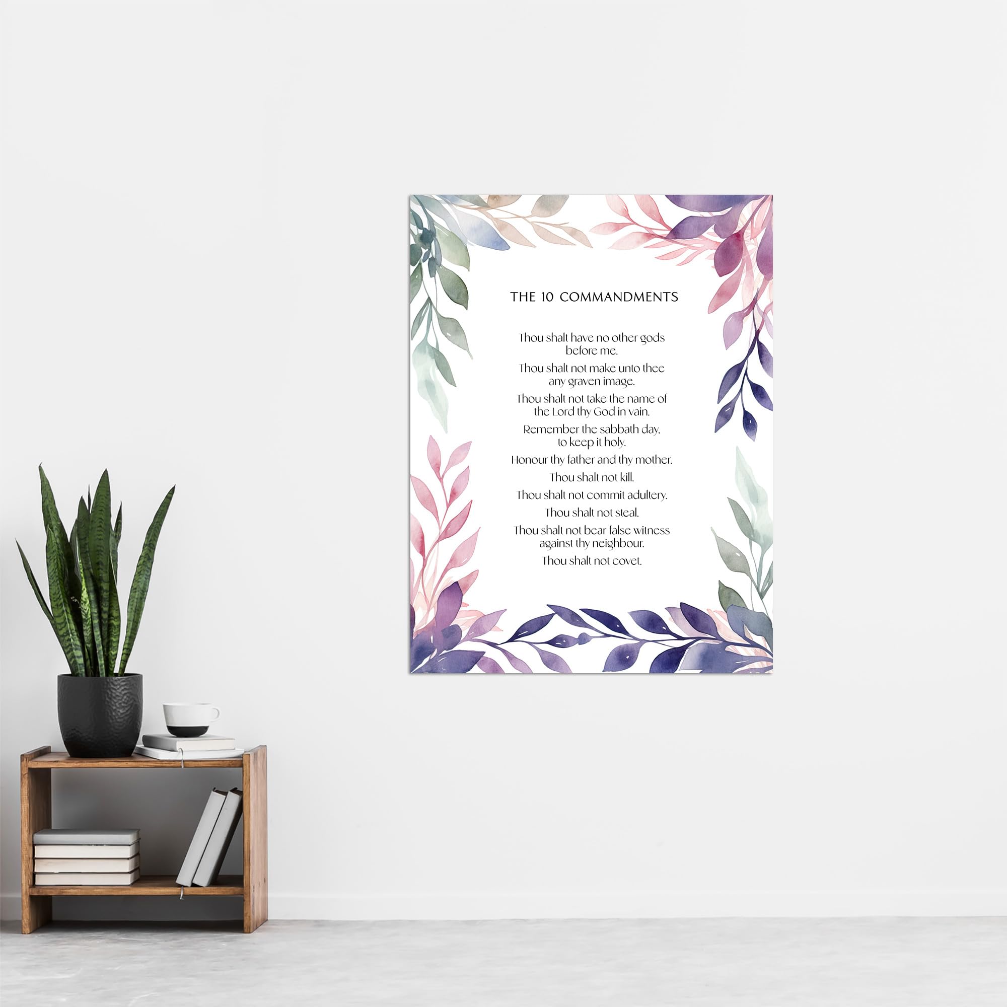 Artery8 The 10 Ten Commandments Violet Religious Exodus Old Testament Jesus Christ Christian Bible Faith God Quote Revelations Flowers Artwork Extra Large XL Wall Art Poster Print - Image 4