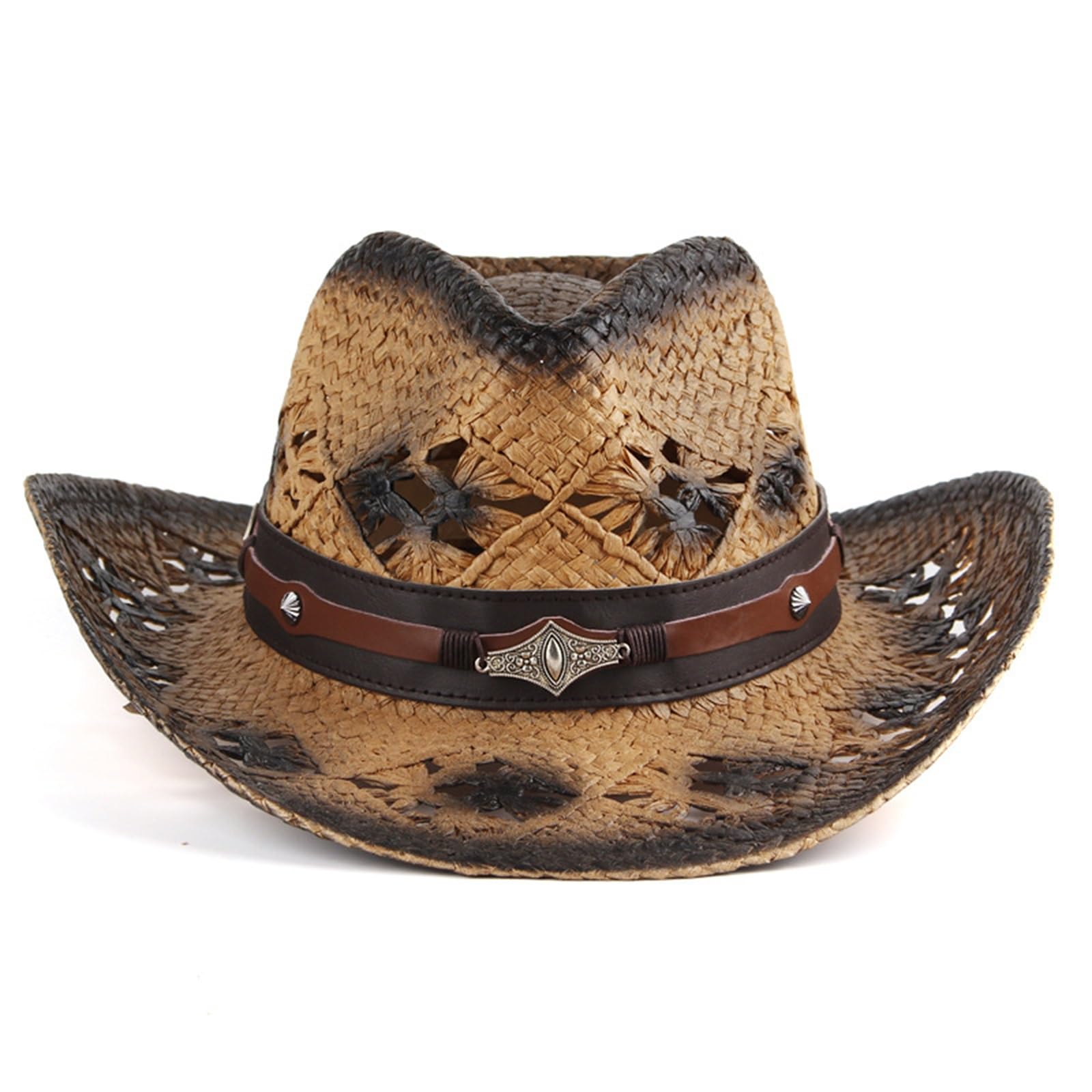 Cappello di Paglia da Uomo Cappello da Cowboy Occidentale da Uomo for Sport all'Aria Aperta, Cappello di Paglia for Il Tempo Libero, Cappello da Sole for Donna