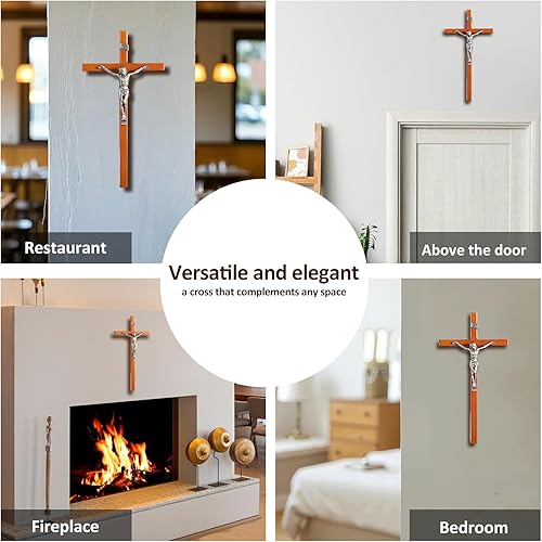 Miniatura 6 de Pietism Crucifijo Cruz de pared hecha a mano Cruz de madera católica cruz de Jesús cruz católica cruz decoración de pared - 12 pulgadas