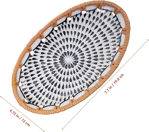 Miniatura 7 de NOLITOY Frutero de cerámica Platos de cerámica Platos de cerámica Plato de aperitivos de boda Platos de cena Plato tejido Plato de mimbre Bandeja de