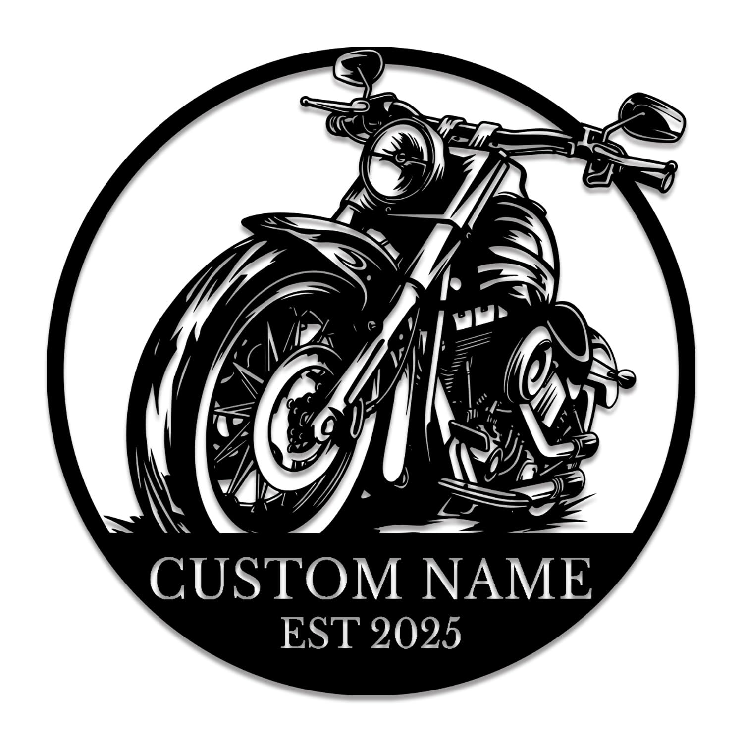 Custom Motorcycle Metal Sign, Personalized Biker Wall Art, Garage Man Cave Decor, Steel Name Plaque, Unique Gift for Dad (Style-1)