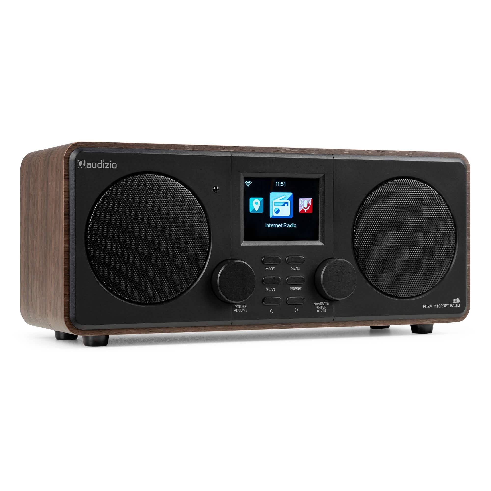 Audizio Foza - Radio WiFi Internet con Dab+ FM Bluetooth 5.0 USB AUX y Pantalla TFT 2.8” a Color, Altavoces estéreo, Mando a Distancia, Entrada Auriculares y diseño Elegante en Color Madera