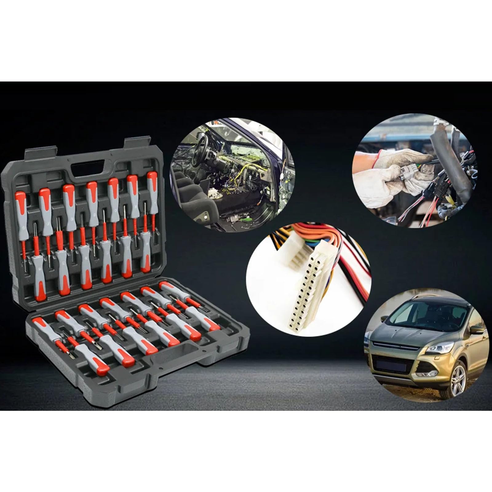 Ergonomisches 26-teiliges Kfz-Kabelbaumklemmen-Werkzeug-Set für einfache Demontage und Wartung von elektrischen Steckverbindern, hocheffizienter Drahttrenner