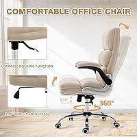 Vista 4 de ECOTOUGE Silla de oficina ejecutiva, ergonómica de terciopelo, silla de escritorio cómoda, silla de computadora con respaldo alto con ángulo