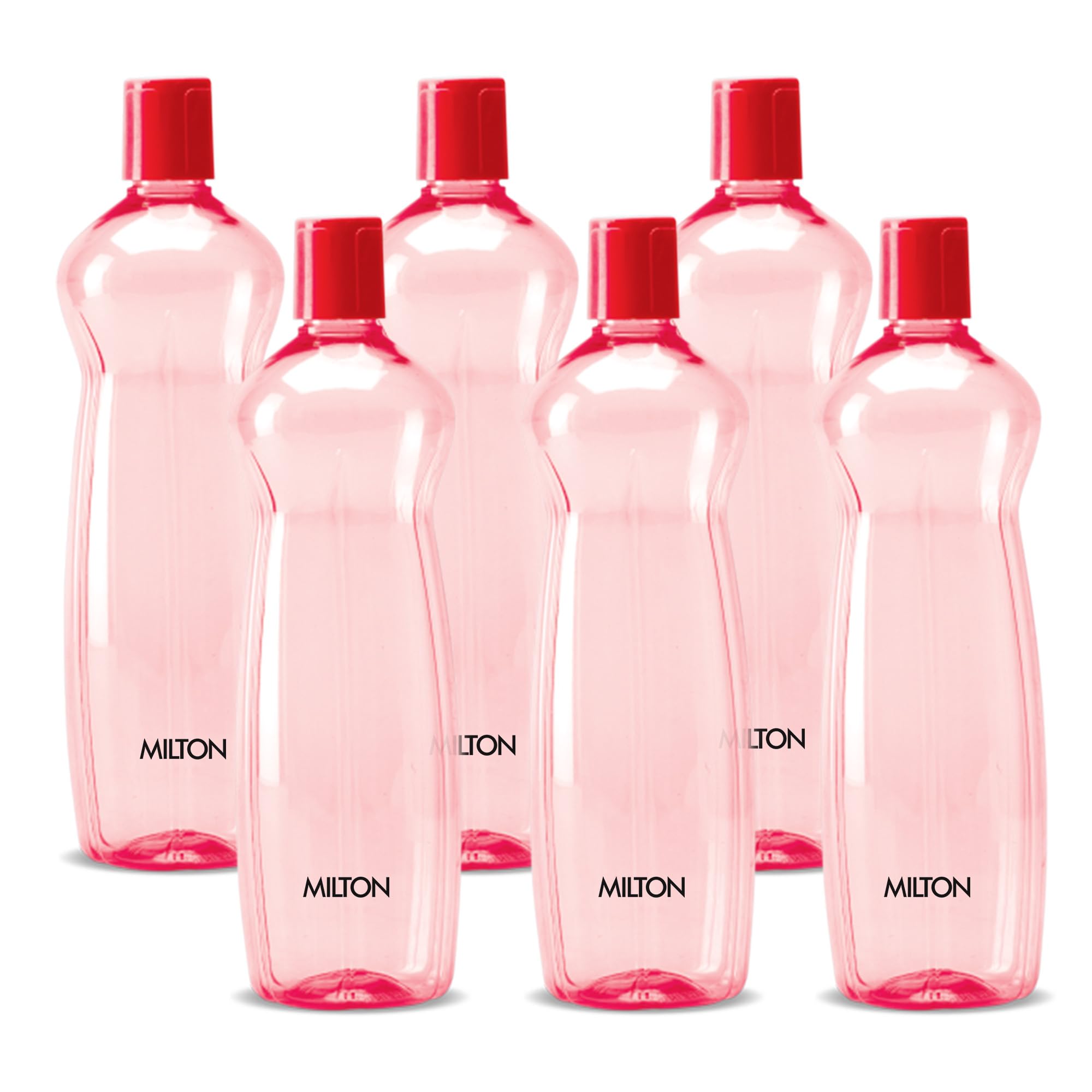 Milton Pacific 1000 Haustier-Trinkflaschen je 1 Liter | 6er Set | Rot | BPA-frei | auslaufsicher | Büroflasche | Fitnessflasche | Zuhause | Küche | Reiseflasche | Wandern | Trekkingflasche |