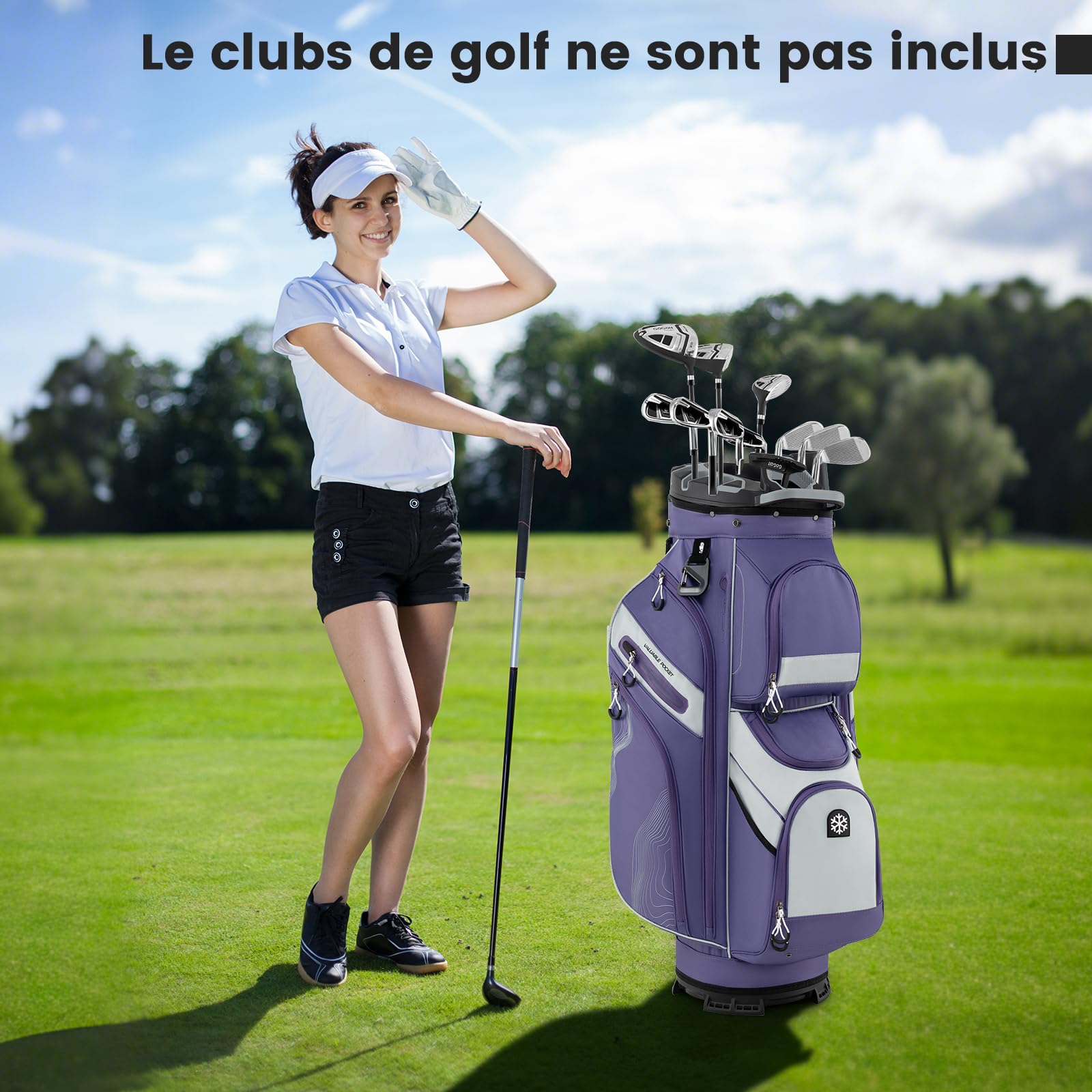 COSTWAY Sac de Golf avec 14 Compartiments, Sac de Club de Golf Portable avec Fermeture à Glissière 11 Poches Sac Isotherme Sangle Rembourrée Poignées Porte-Parapluie Housse de Pluie