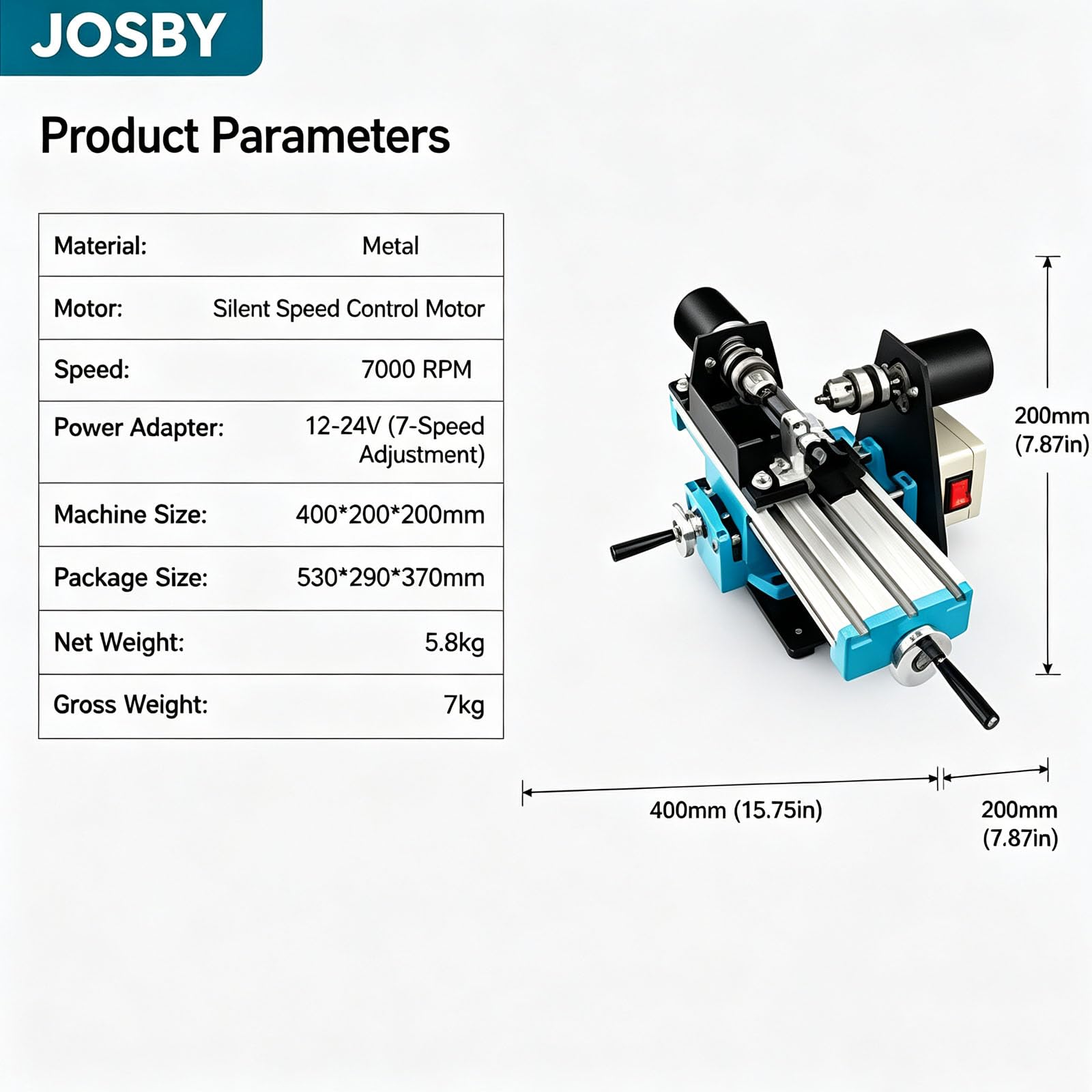 JOSBY Macchina per Perline Buddiste in Miniatura, Macchina da Banco Regolabile A 7 velocità per La Produzione di Perline di Legno, Strumento Compatto per La Lavorazione del Legno, per Rosari