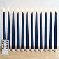 Vista 11 de Velas Cónicas Sin Llama Color Rosa con Control Remoto, Juego de 12 Candeleros LED Navideños a
