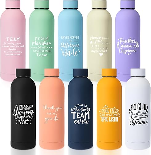 Miniatura 1 de Bokon 10 piezas de regalos de agradecimiento para empleados, botella de agua esmerilada de acero inoxidable de 17 onzas, botella de agua inspiradora