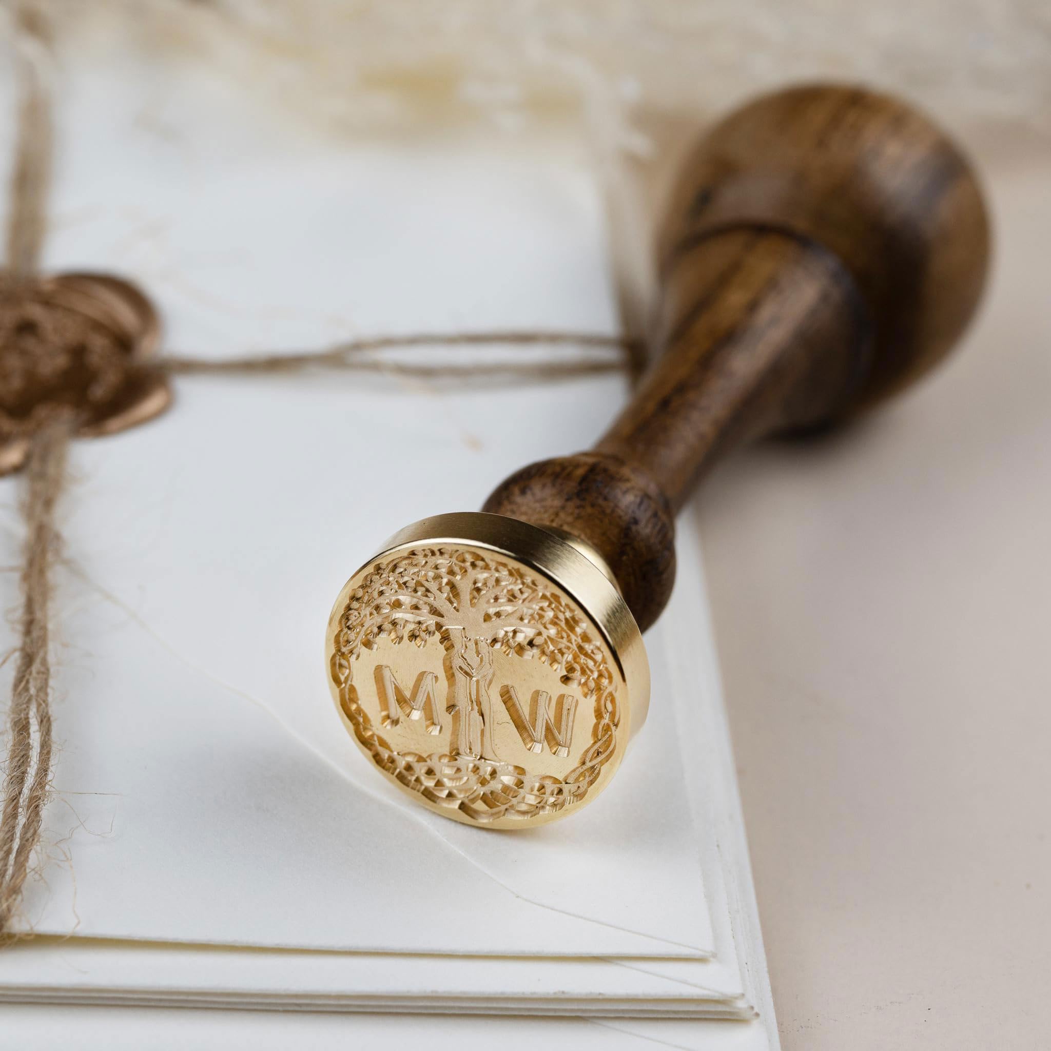 Siegel-Stempel Initialen 2 Buchstaben + Tree of Life - Personalisierter Siegelstempel für Wachssiegel im einzigartigen Design