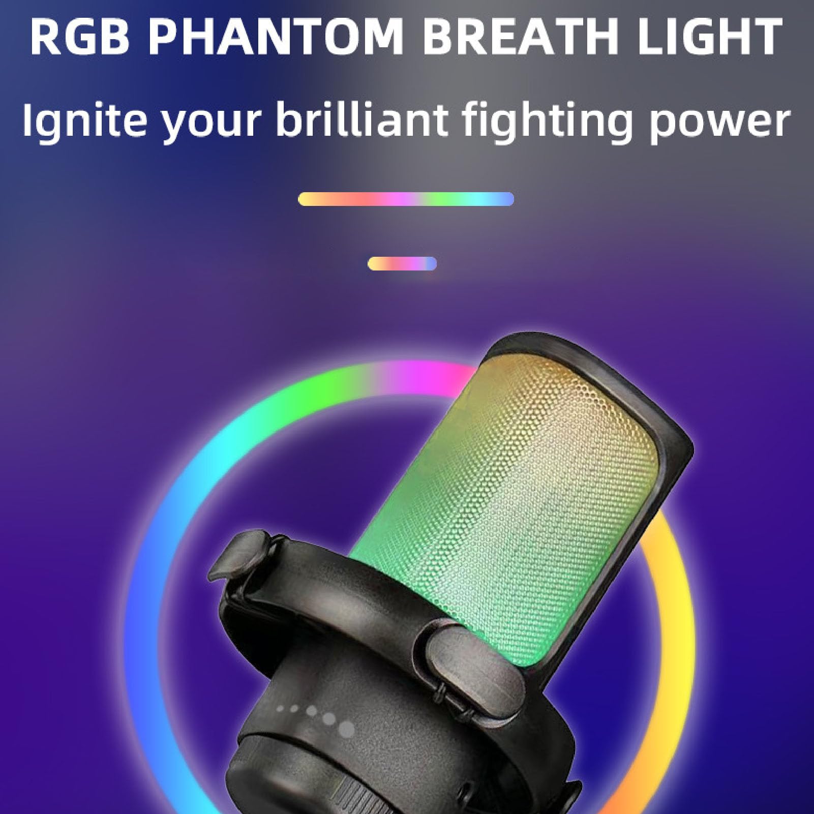 Microfono USB da gioco Microfono a condensatore RGB cardioide da tavolo con filtro anti-pop Streaming Podcasting Connessione di tipo C Configurazione studio di registrazione per