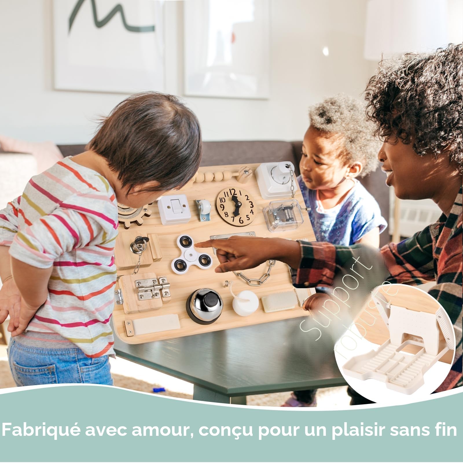 potatomato Montessori Busy Board – Jouet sensoriel en Bois, éducatif et motricité - Jeux en Bois activité Manuelle bac sensoriel Jouet autisme pour Enfants