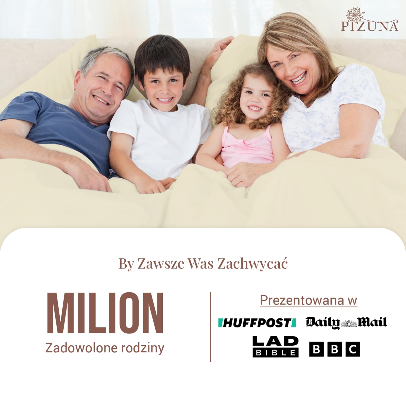 Pizuna 100% Bawełna Poszewka na Kołdrę 140x200 cm kość słoniowa 400-nitkowa