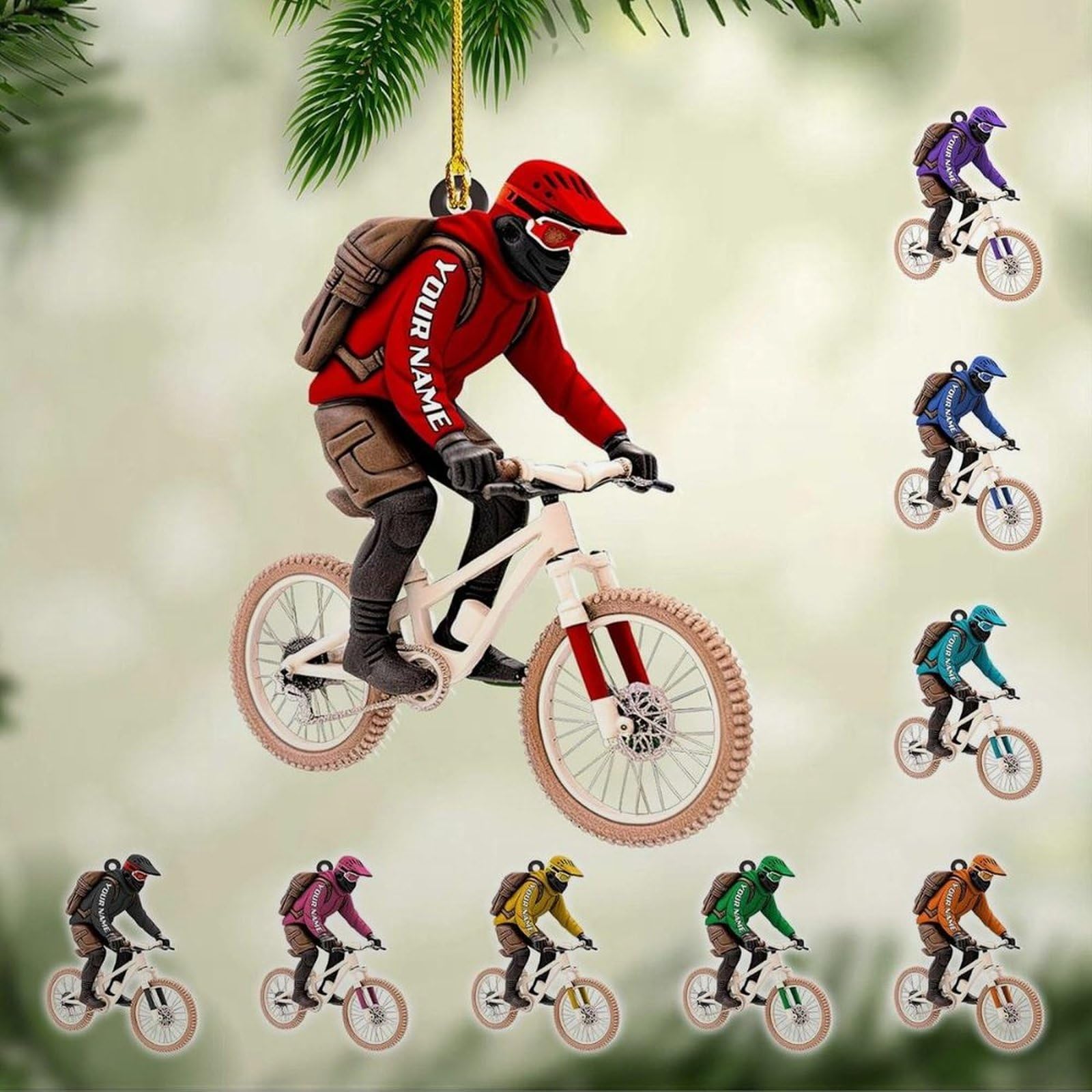 Luckluccy Bike 1 Personalized Bike Colorful Christmas Ornament 2025,Acrylic Mountain Bikes,Racing Bicycle,Cycling Ornament (Bike 1)