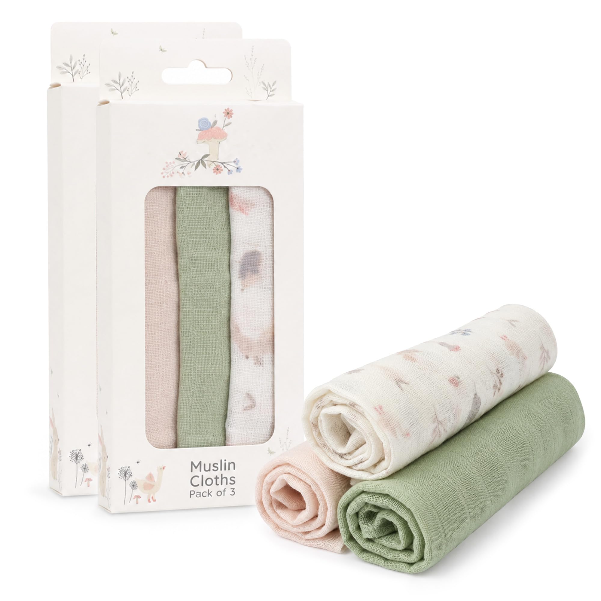 Navoys 6pc Muslin Cloths | 38cm x 38cm Cotton Baby Cloths, Soft Absorbent Muslin Squares for Feeding, Burping, Spills, Comforters & Everyday Baby Care