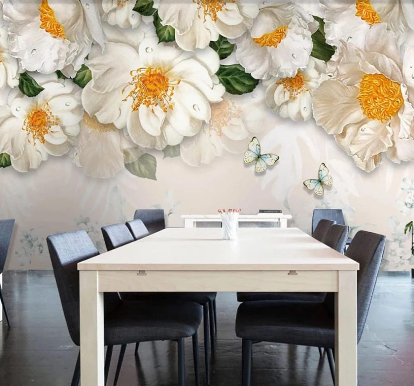 Xlming 350Cm×256Cm(B×H) Simple Cosy Beautiful Yellow Flowers 3D Wallpaper Luxury Home Dining Decor Paste Sofa Living Room The Wall For Bedroom Mural-350Cm×256Cm