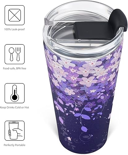 Miniatura 4 de Vaso portátil de acero inoxidable aislado al vacío de 24 onzas con tapa a prueba de fugas y popotes, vaso para bebidas, taza de café de viaje con