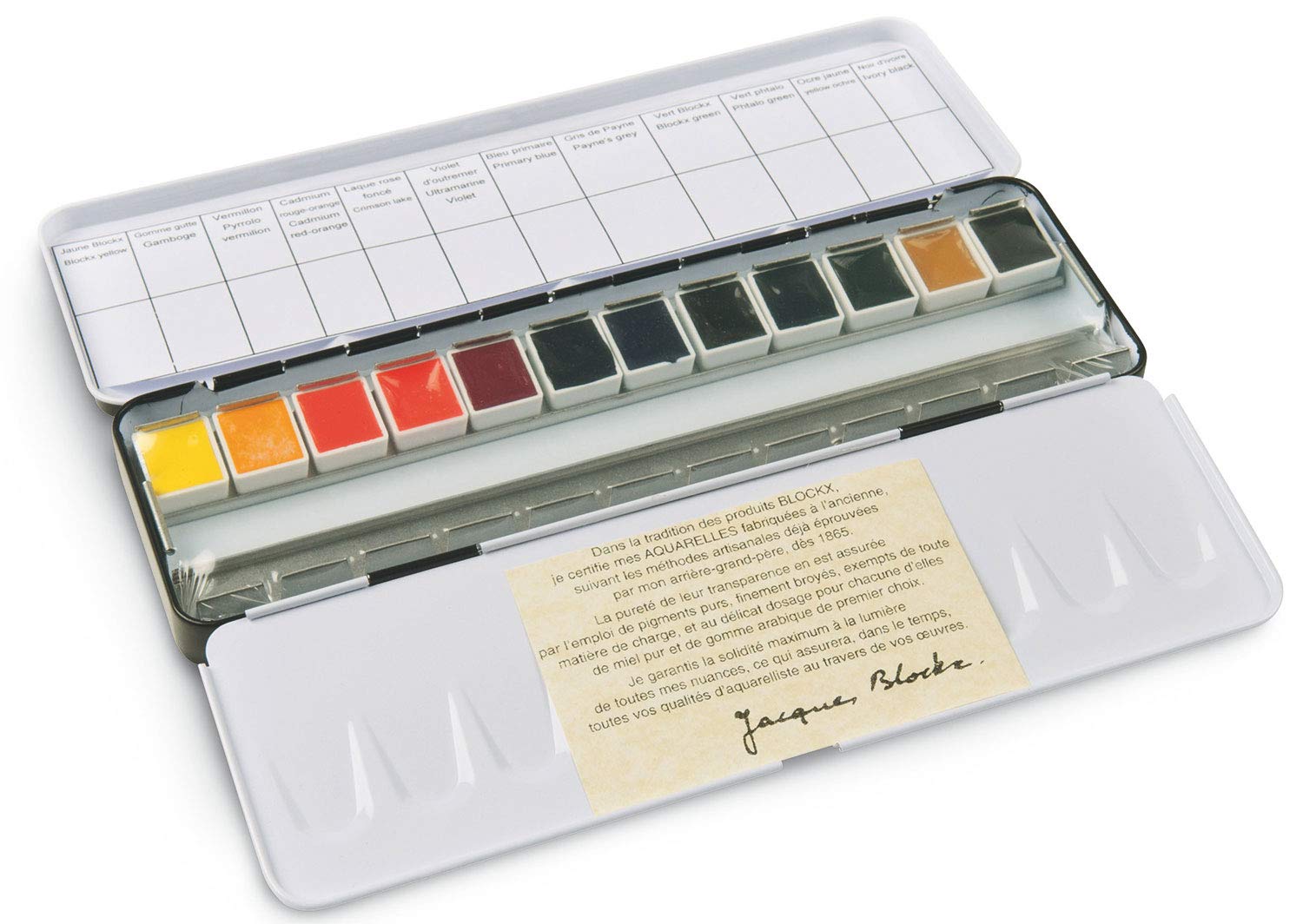 Blockx Aquarellkasten, feine Künstler-Aquarellfarbe im Metallkasten, 12 Farben in halben Näpfchen, mit hoher Leuchtkraft und Farbbrillanz, hochwertige Pigmente